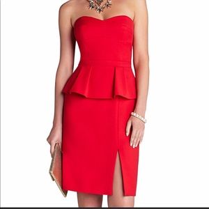 BCBG Max Azria ultra flattering peplum red dress